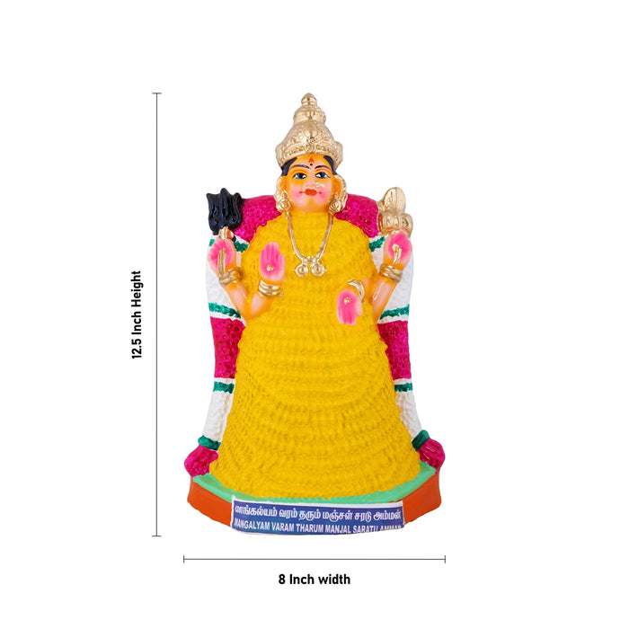 Manjal Amman Clay Golu Bommai - 12.5 x 8 Inches | Giri Golu Bomma/ Navaratri Golu Doll/ Gombe