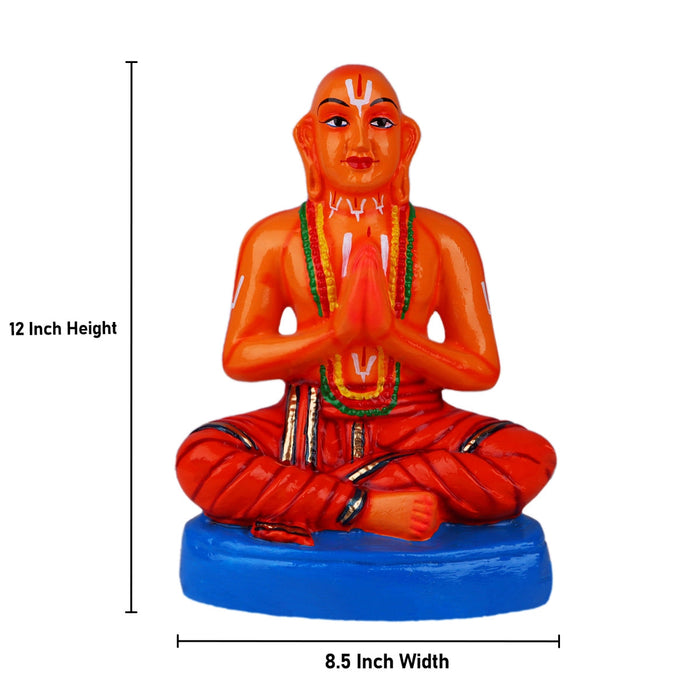 Ramanujar Statue Paper Mache Golu Bommai - 12 X 8.5 Inches | Navaratri Gombe/ Giri Golu Doll/ Navratri Decor