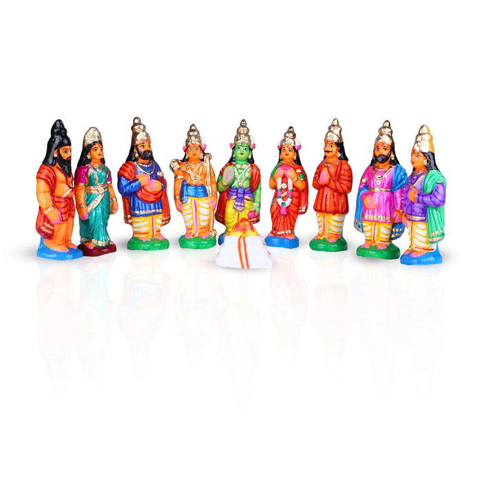 Seetha Kalyanam Clay Golu Bommai Set - 8.5 x 3 Inches | Giri Golu Doll/ Navaratri Golu Bomma/Gombe/Bommai