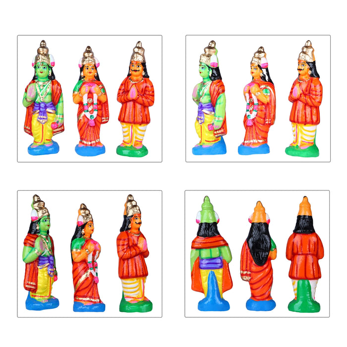 Seetha Kalyanam Clay Golu Bommai Set - 8.5 x 3 Inches | Giri Golu Doll/ Navaratri Golu Bomma/Gombe/Bommai