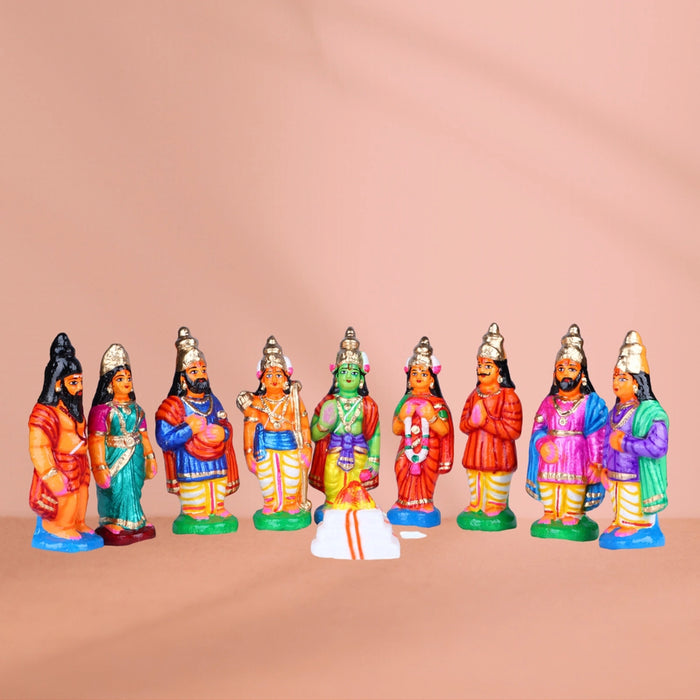 Seetha Kalyanam Clay Golu Bommai Set - 8.5 x 3 Inches | Giri Golu Doll/ Navaratri Golu Bomma/Gombe/Bommai