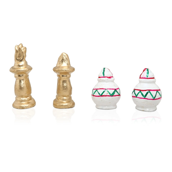 Marriage Clay Golu Bommai Set - 7 X 2.5 Inches | Giri Golu Doll/ Kalyanam Navaratri Gombe/ Navratri Decor