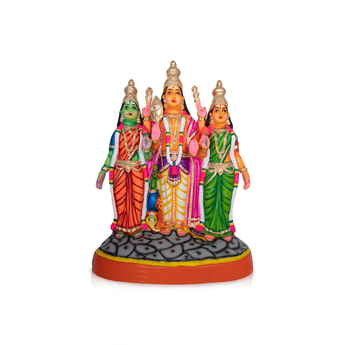 Murugan Valli Deivanai Statue Paper Mache Golu Bommai - 21 X 18 Inches | Giri Golu Doll/ Navaratri Gombe