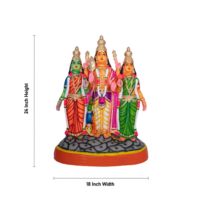 Murugan Valli Deivanai Statue Paper Mache Golu Bommai - 21 X 18 Inches | Giri Golu Doll/ Navaratri Gombe