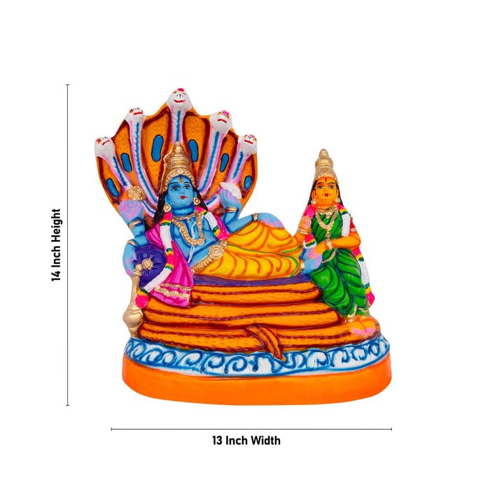 Sri Ranganathar Statue With Lakshmi Paper Mache Golu Bommai - 14 X 13 Inches | Navaratri Gombe/ Giri Golu Doll