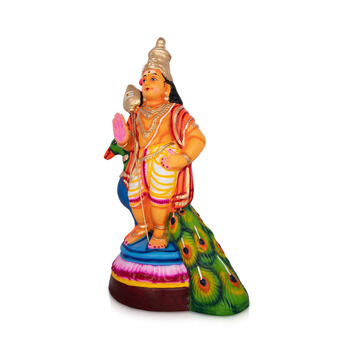 Murugan Statue Paper Mache Golu Bommai - 17 X 10 Inches | Navaratri Gombe/ Giri Golu Doll/ Navratri Decor
