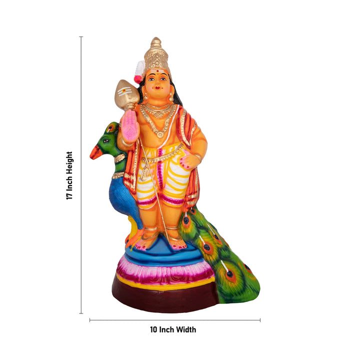 Murugan Statue Paper Mache Golu Bommai - 17 X 10 Inches | Navaratri Gombe/ Giri Golu Doll/ Navratri Decor