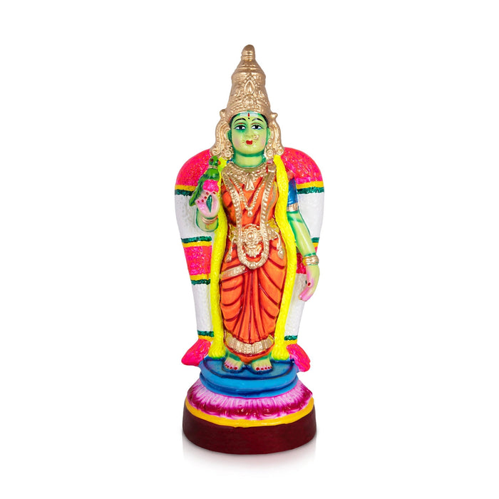 Meenakshi Amman Statue Paper Mache Golu Bommai- 17 X 6 Inches | Navaratri Gombe/ Giri Golu Doll/ Navratri Decor