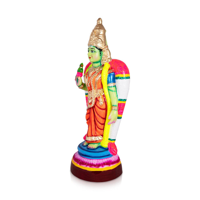 Meenakshi Amman Statue Paper Mache Golu Bommai- 17 X 6 Inches | Navaratri Gombe/ Giri Golu Doll/ Navratri Decor