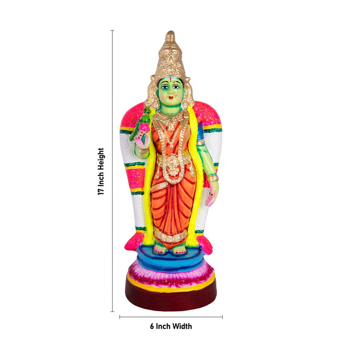 Meenakshi Amman Statue Paper Mache Golu Bommai- 17 X 6 Inches | Navaratri Gombe/ Giri Golu Doll/ Navratri Decor