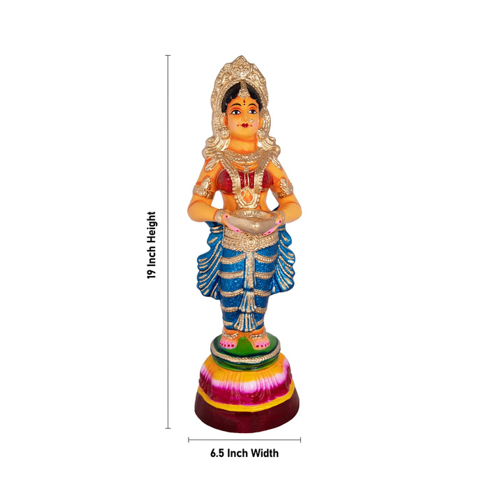 Pavai Vilakku Paper Mache Golu Bommai Pair - 19 X 6.5 Inches | Giri Golu Doll/ Navaratri Gombe/ Navratri Decor
