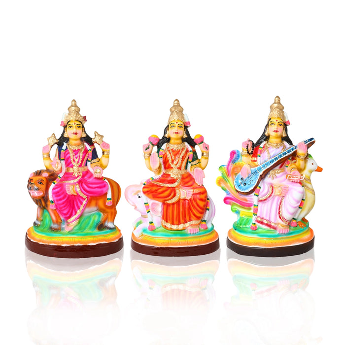 Durga Lakshmi Saraswathi Paper Mache Golu Bommai Set - 18 x 13 Inches | Giri Golu Doll/ Navaratri Golu Bomma