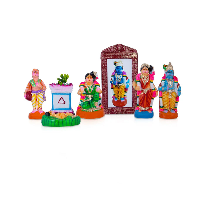 Andal Jananam Clay Golu Bommai Set - 10 x 5 Inches | Giri Golu Doll/ Navaratri Golu Bomma/Gombe/Bommai