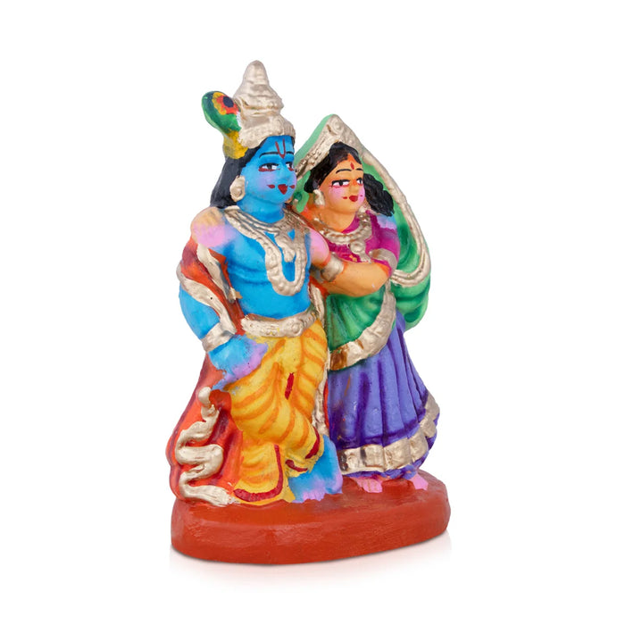 Radha Krishna Clay Golu Bommai - 8 x 6 Inches | Giri Golu Doll/ Navaratri Golu Bomma/Gombe/Bommai