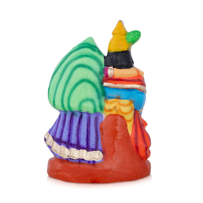 Radha Krishna Clay Golu Bommai - 8 x 6 Inches | Giri Golu Doll/ Navaratri Golu Bomma/Gombe/Bommai