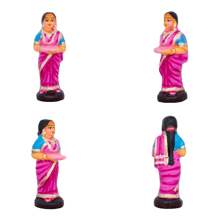 Seemantham Clay Golu Bommai Set - 7 x 3 Inches | Giri Golu Doll/ Navaratri Golu Bomma/Gombe/Bommai