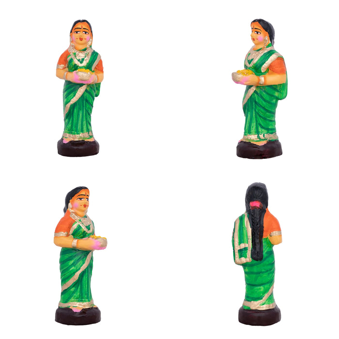 Seemantham Clay Golu Bommai Set - 7 x 3 Inches | Giri Golu Doll/ Navaratri Golu Bomma/Gombe/Bommai