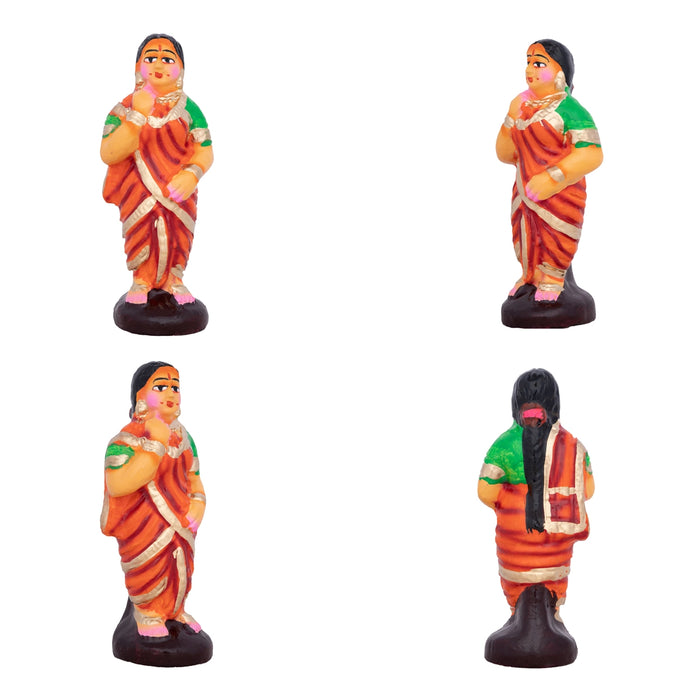 Seemantham Clay Golu Bommai Set - 7 x 3 Inches | Giri Golu Doll/ Navaratri Golu Bomma/Gombe/Bommai