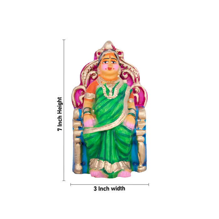 Seemantham Clay Golu Bommai Set - 7 x 3 Inches | Giri Golu Doll/ Navaratri Golu Bomma/Gombe/Bommai