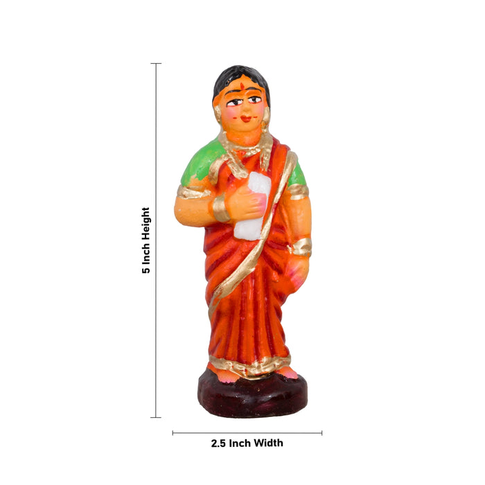 School Clay Golu Bommai Set - 5 x 2.5 Inches | Giri Golu Doll/ Navaratri Golu Bomma/Gombe/Bommai