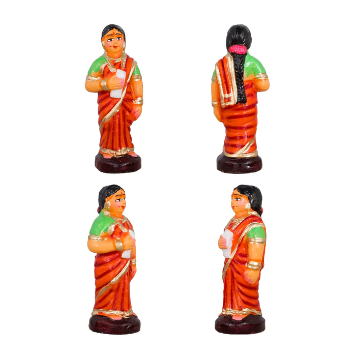 School Clay Golu Bommai Set - 5 x 2.5 Inches | Giri Golu Doll/ Navaratri Golu Bomma/Gombe/Bommai