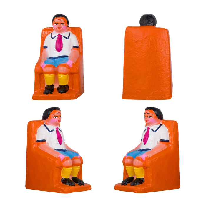 School Clay Golu Bommai Set - 5 x 2.5 Inches | Giri Golu Doll/ Navaratri Golu Bomma/Gombe/Bommai