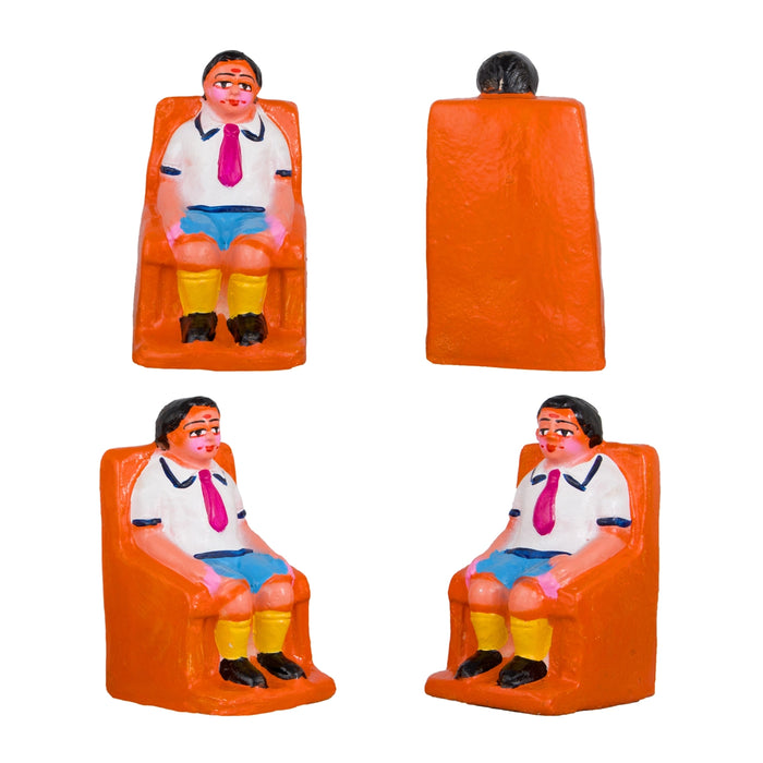 School Clay Golu Bommai Set - 5 x 2.5 Inches | Giri Golu Doll/ Navaratri Golu Bomma/Gombe/Bommai