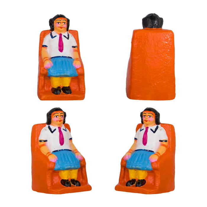 School Clay Golu Bommai Set - 5 x 2.5 Inches | Giri Golu Doll/ Navaratri Golu Bomma/Gombe/Bommai