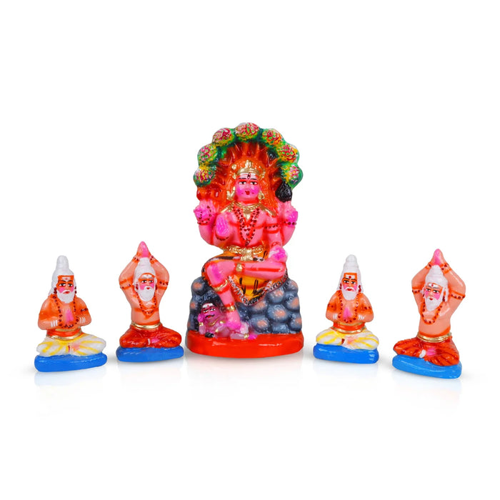 Dakshina Murthy Clay Golu Bommai Set - 11 x 5.5 Inches | Giri Golu Doll/ Navaratri Golu Bomma/Gombe/Bommai