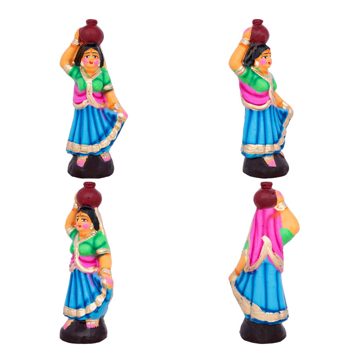 Krishna with Gopishri Clay Golu Bommai Set - 8.5 x 2.5 Inches | Giri Golu Doll/ Navaratri Golu Bomma/Gombe