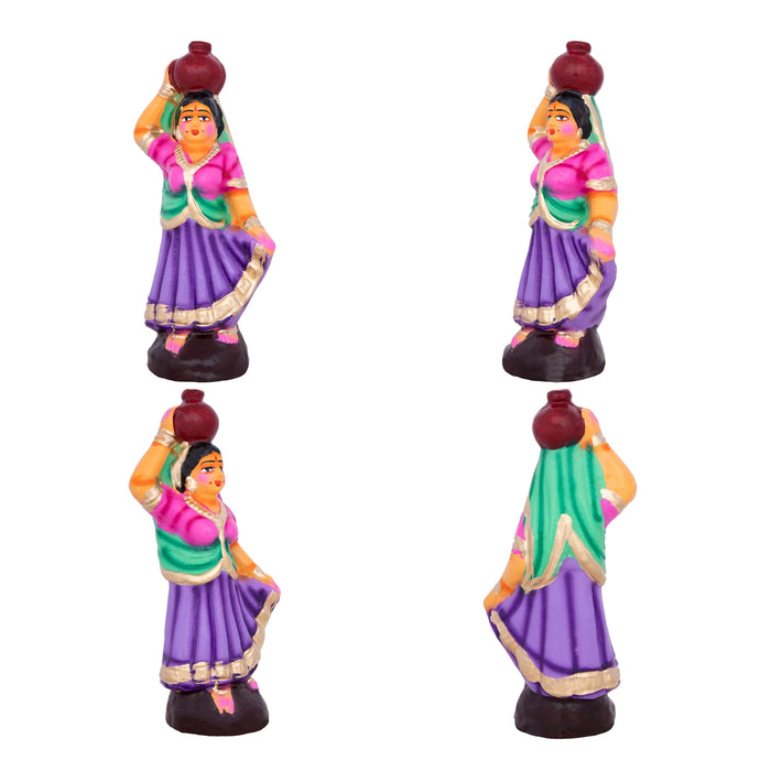 Krishna with Gopishri Clay Golu Bommai Set - 8.5 x 2.5 Inches | Giri Golu Doll/ Navaratri Golu Bomma/Gombe