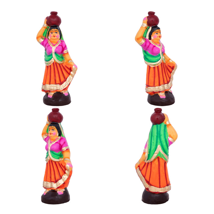 Krishna with Gopishri Clay Golu Bommai Set - 8.5 x 2.5 Inches | Giri Golu Doll/ Navaratri Golu Bomma/Gombe