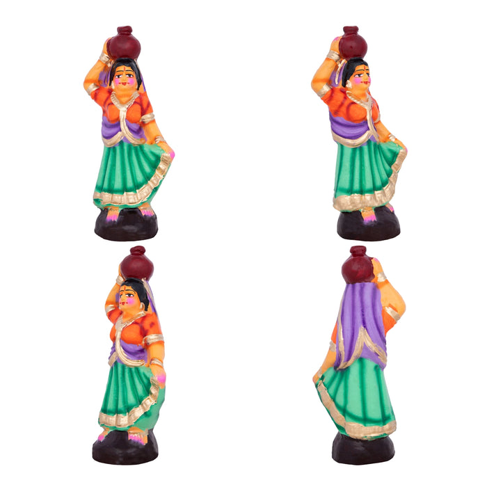 Krishna with Gopishri Clay Golu Bommai Set - 8.5 x 2.5 Inches | Giri Golu Doll/ Navaratri Golu Bomma/Gombe