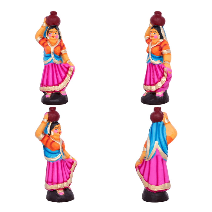 Krishna with Gopishri Clay Golu Bommai Set - 8.5 x 2.5 Inches | Giri Golu Doll/ Navaratri Golu Bomma/Gombe