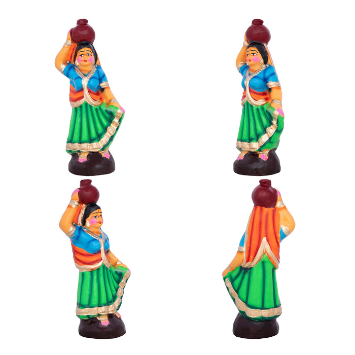 Krishna with Gopishri Clay Golu Bommai Set - 8.5 x 2.5 Inches | Giri Golu Doll/ Navaratri Golu Bomma/Gombe