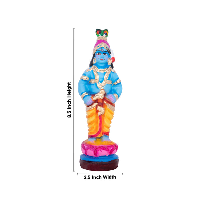 Krishna with Gopishri Clay Golu Bommai Set - 8.5 x 2.5 Inches | Giri Golu Doll/ Navaratri Golu Bomma/Gombe