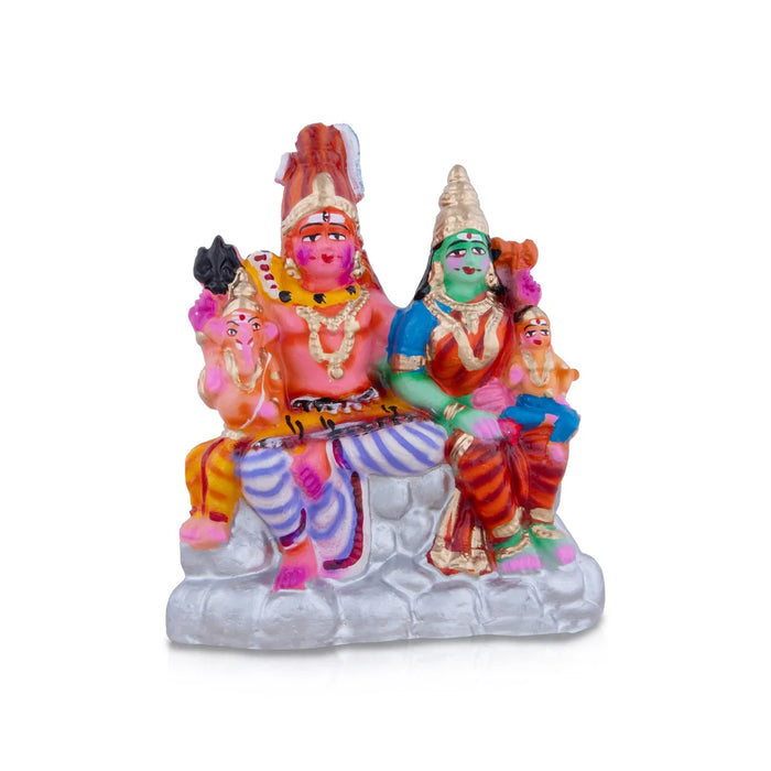 Shivan Family Clay Golu Bommai - 8 x 7 Inches | Giri Golu Doll/ Navaratri Golu Bomma/Gombe/Bommai