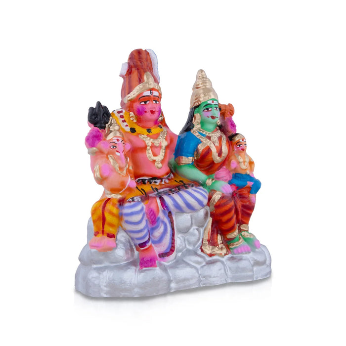 Shivan Family Clay Golu Bommai - 8 x 7 Inches | Giri Golu Doll/ Navaratri Golu Bomma/Gombe/Bommai