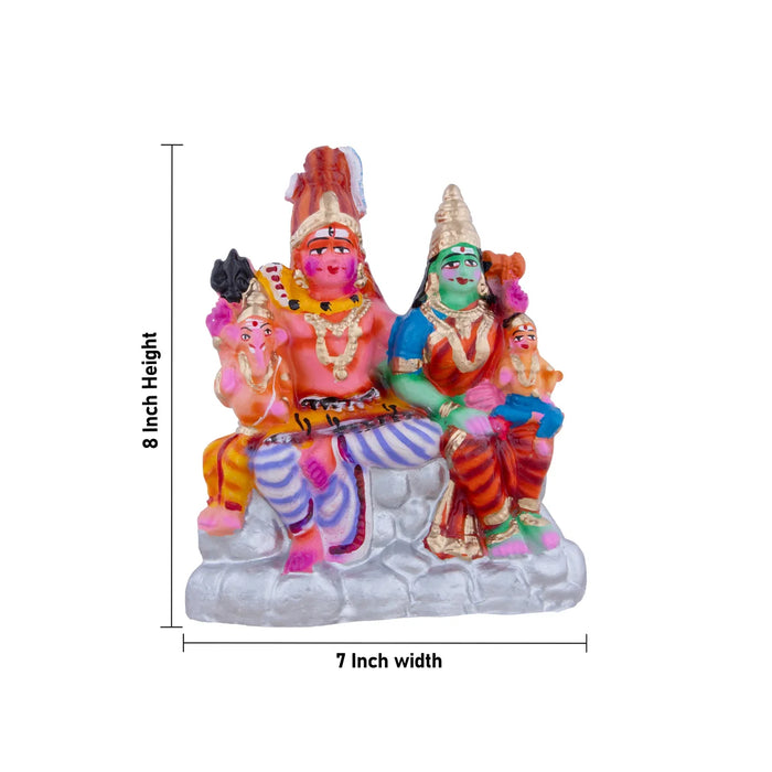 Shivan Family Clay Golu Bommai - 8 x 7 Inches | Giri Golu Doll/ Navaratri Golu Bomma/Gombe/Bommai