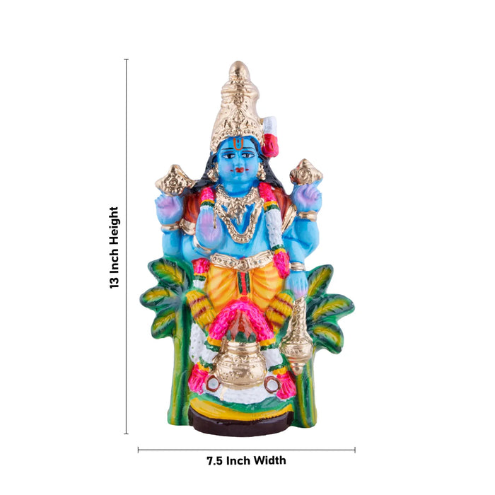 Satyanarayana Swamy Clay Golu Bommai - 13 x 7.5 Inches | Giri Golu Doll/ Navaratri Golu Bomma/Gombe/Bommai