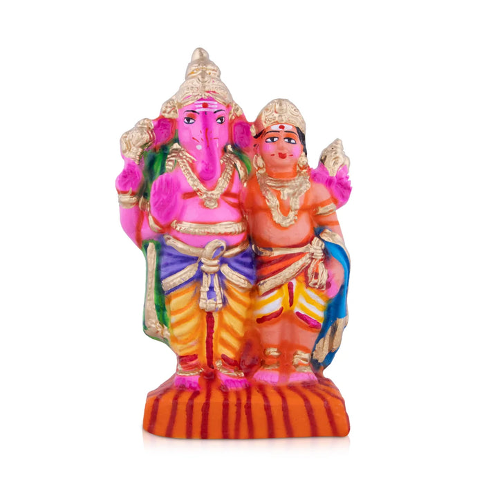 Vinayagar Murugan Clay Golu Bommai - 10 x 6 Inches | Giri Golu Doll/ Navaratri Golu Bomma/Gombe/Bommai