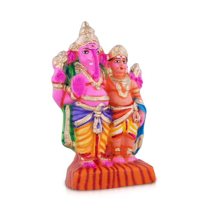 Vinayagar Murugan Clay Golu Bommai - 10 x 6 Inches | Giri Golu Doll/ Navaratri Golu Bomma/Gombe/Bommai