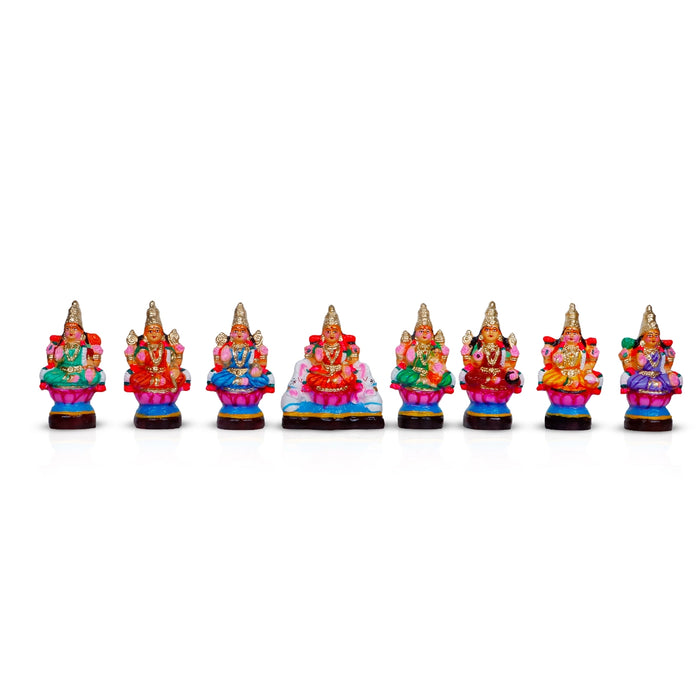Ashta Lakshmi Clay Golu Bommai Set - 6 x 5.25 Inches | Giri Golu Doll/ Navaratri Kolu Bomma/ Bommalu/ Gombe