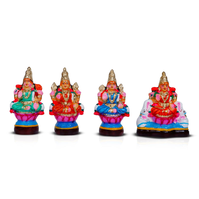 Ashta Lakshmi Clay Golu Bommai Set - 6 x 5.25 Inches | Giri Golu Doll/ Navaratri Kolu Bomma/ Bommalu/ Gombe