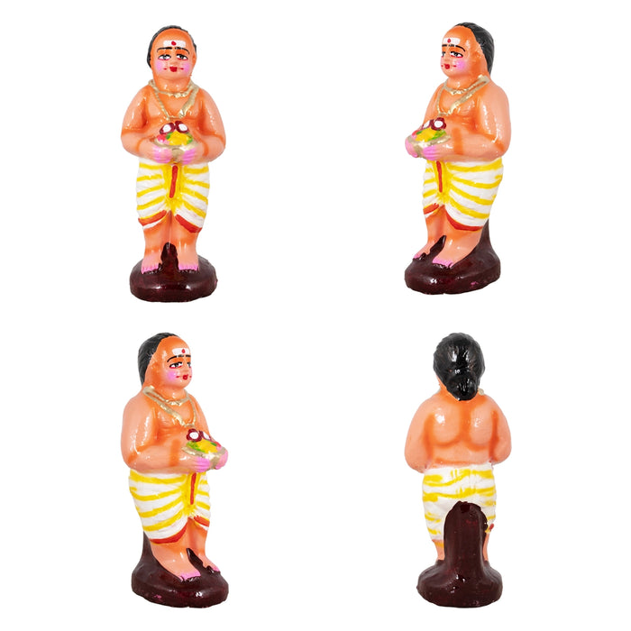 Kamakshi Vilakku Pooja Clay Golu Bommai Set - 10 x 5.5 Inches | Giri Golu Doll/ Navaratri Golu Bomma/Gombe/Bommai