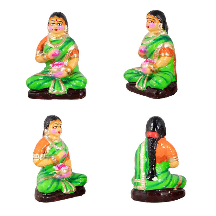 Kamakshi Vilakku Pooja Clay Golu Bommai Set - 10 x 5.5 Inches | Giri Golu Doll/ Navaratri Golu Bomma/Gombe/Bommai