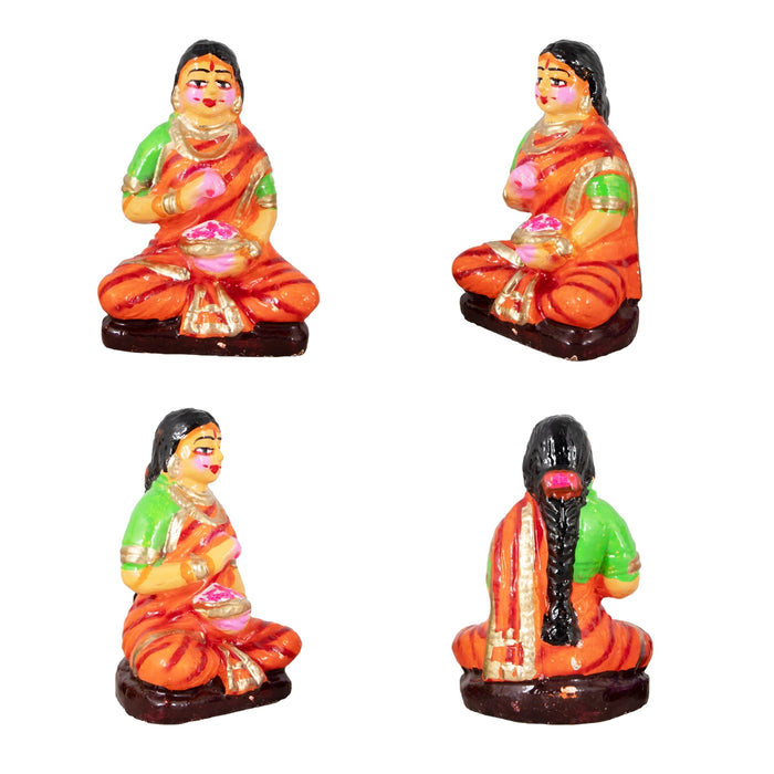 Kamakshi Vilakku Pooja Clay Golu Bommai Set - 10 x 5.5 Inches | Giri Golu Doll/ Navaratri Golu Bomma/Gombe/Bommai