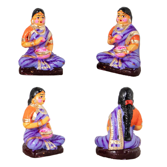 Kamakshi Vilakku Pooja Clay Golu Bommai Set - 10 x 5.5 Inches | Giri Golu Doll/ Navaratri Golu Bomma/Gombe/Bommai