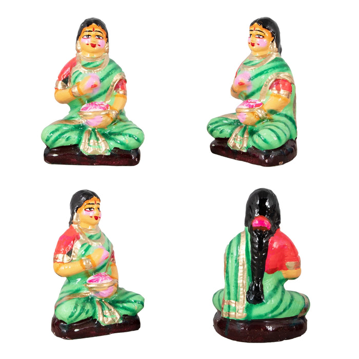 Kamakshi Vilakku Pooja Clay Golu Bommai Set - 10 x 5.5 Inches | Giri Golu Doll/ Navaratri Golu Bomma/Gombe/Bommai