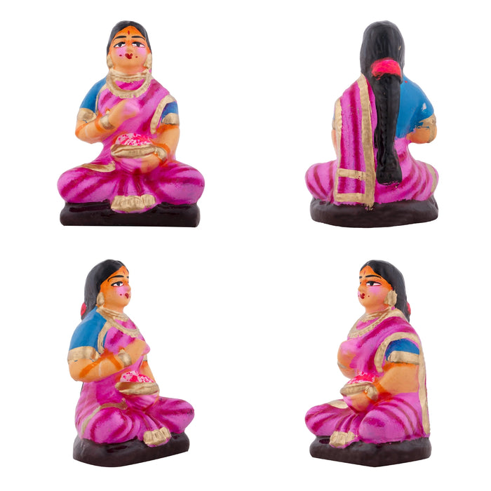 Lakshmi Vilakku Poojai Clay Golu Bommai Set - 15 x 9 Inches | Giri Golu Doll/ Navaratri Golu Bomma/Gombe/Bommai